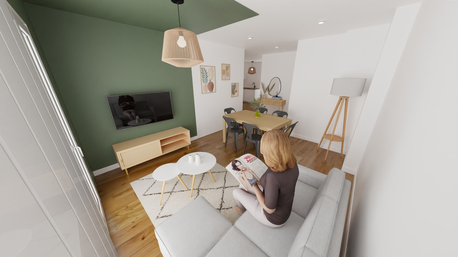 rendu 3D salon colocation SMH investissement locatif