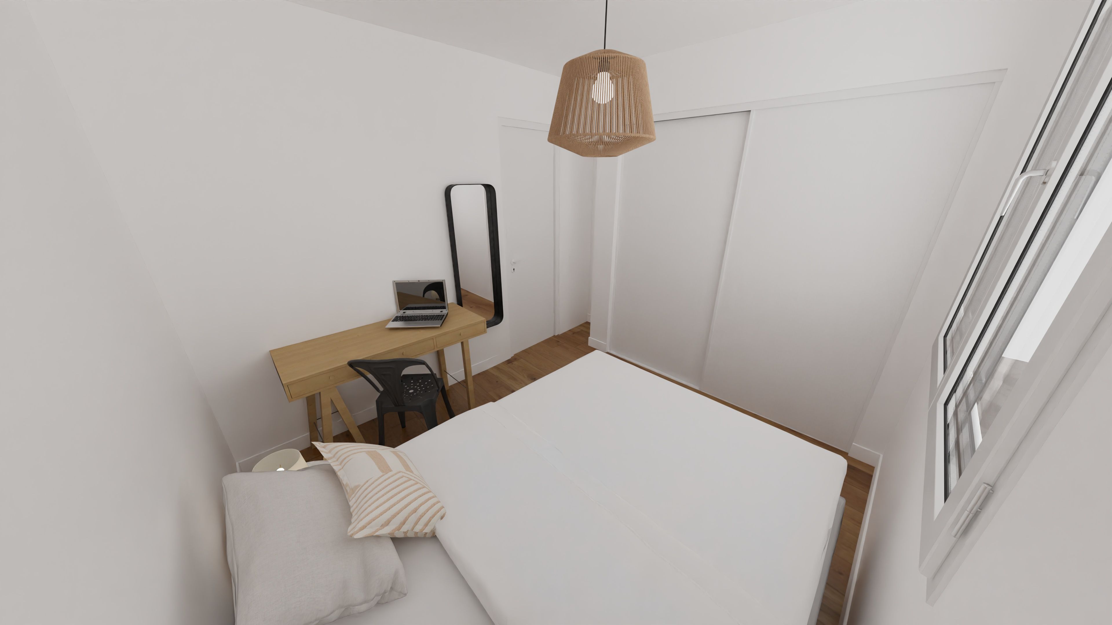 rendu 3D chambre colocation SMH investissement locatif